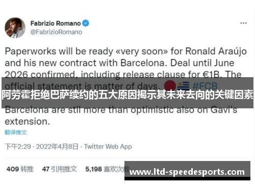 阿劳霍拒绝巴萨续约的五大原因揭示其未来去向的关键因素
